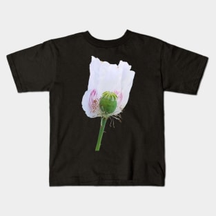 White Poppy Flower Kids T-Shirt